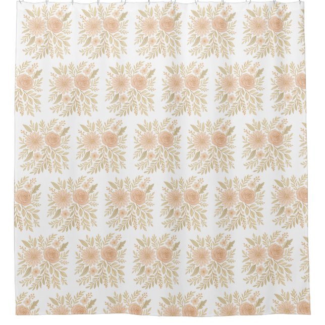 Rideaux De Douche Blush Botanical Elegance – Transparent Floral Art (Devant)