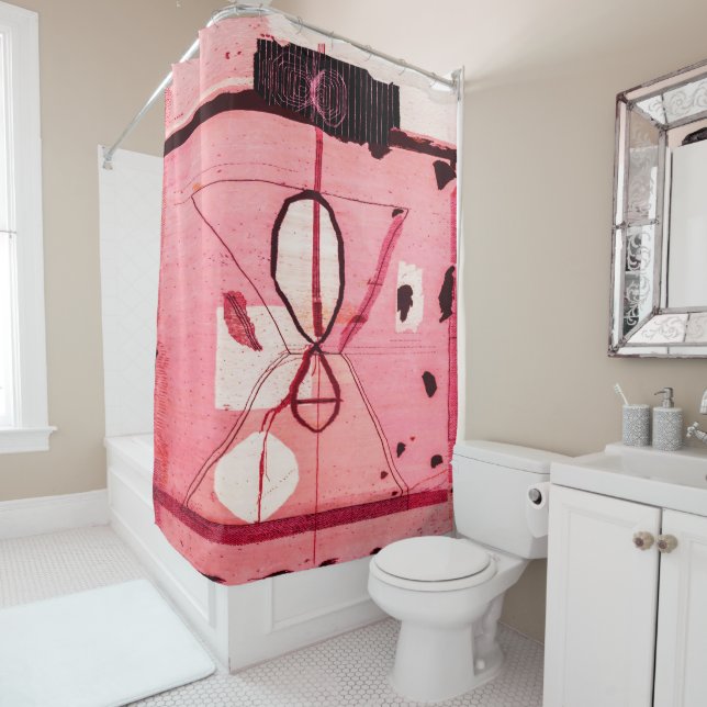 Rideaux De Douche Blush Kilim : Art du patrimoine marocain rose (En situation)