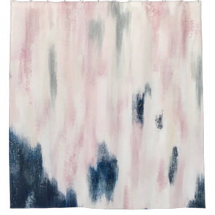 Rideaux De Douche Blush Pink et Navy Motif Abstrait