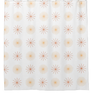 Rideaux De Douche Boho abstrait soleil starburst pêche orange blanc
