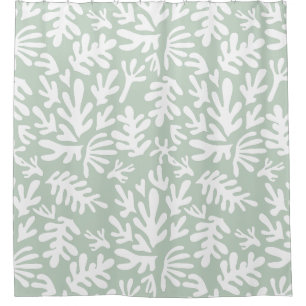 Rideaux De Douche Boho abstrait vert et blanc Motif moderne