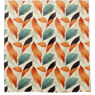 Rideaux De Douche Boho artistique orange bleu noir feuilles