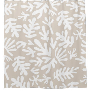 Rideaux De Douche Boho Beige Neutre Formes Botaniques Motif