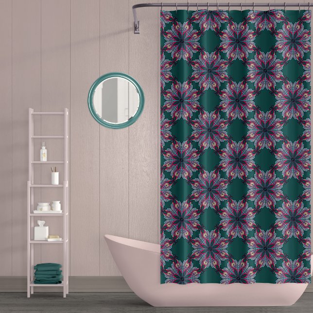 Rideaux De Douche Boho Bloom Shower Curtain in Teal Green (Créateur téléchargé)