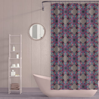 Rideaux De Douche Boho Bloom Shower Curtain in Warm Taupe