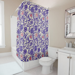 Rideaux De Douche Boho Blue Abstrait