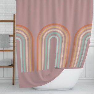 Rideaux De Douche Boho Bohemian Pastel Rainbow Mauve Arrière - plan