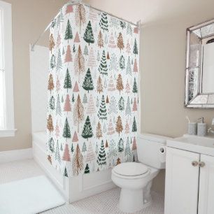 Rideaux De Douche Boho Doodle sapin de Noël Motif