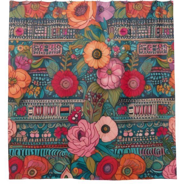 Rideaux De Douche Boho Floral Whimsical (Devant)