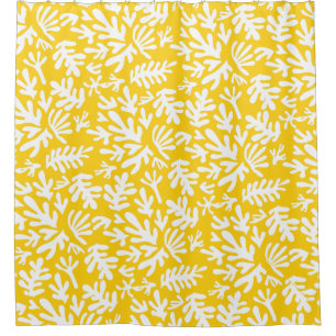 Rideaux De Douche Boho Jaune moderne Botanique Formes Motif