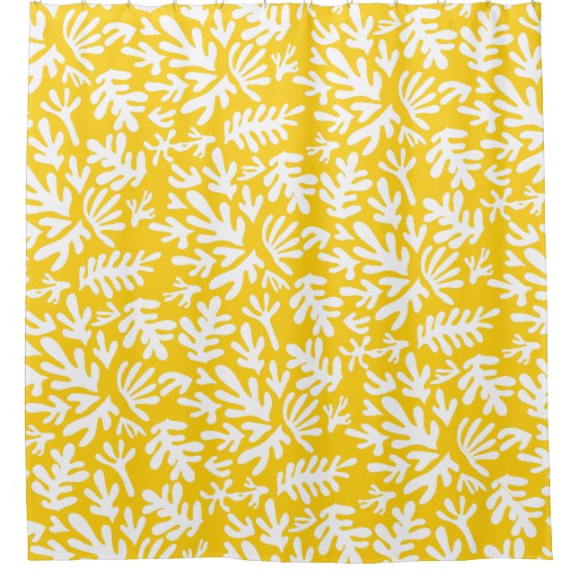 Rideaux De Douche Boho Jaune moderne Botanique Formes Motif (Devant)