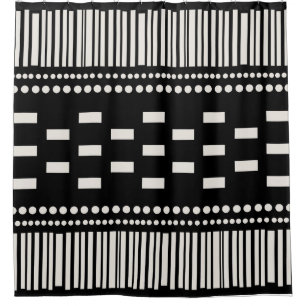 Rideaux De Douche Boho Lignes Scandinaves Points Noir Blanc
