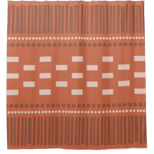 Rideaux De Douche Boho Lignes Scandinaves Points Rouille