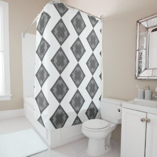 Rideaux De Douche Boho moderne noir et blanc Motif Rhombus