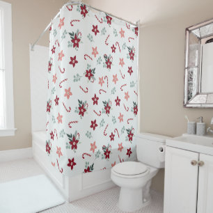 Rideaux De Douche Boho Noël Style Sucres de canne floraux