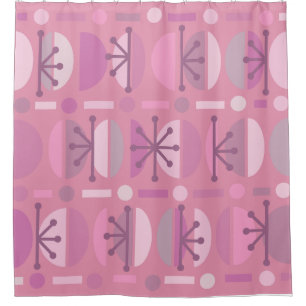 Rideaux De Douche Boho Retro Bowls Lignes Rose