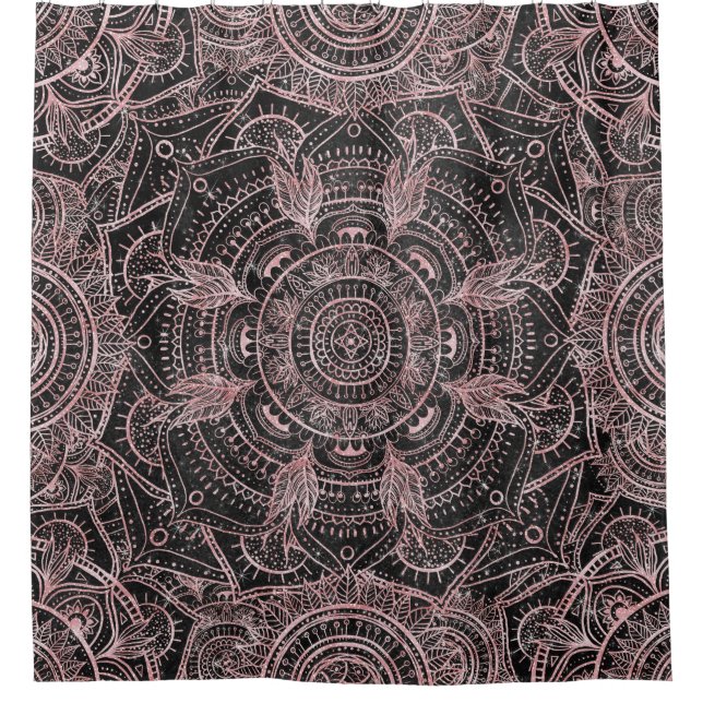 Rideaux De Douche Boho Rose Gold Grey Mandala Design élégant (Devant)