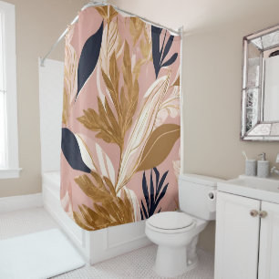 Rideaux De Douche Boho rose vif Feuilles Collection moderne