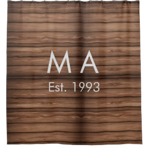 Rideaux De Douche boho rustique Brown ajouter nom lettre année date 