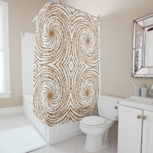 Rideaux De Douche Boho Terracotta Spiral Motif