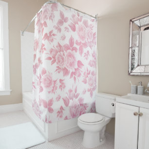 Rideaux De Douche Boho vintage pays chic rose blanc roses florales