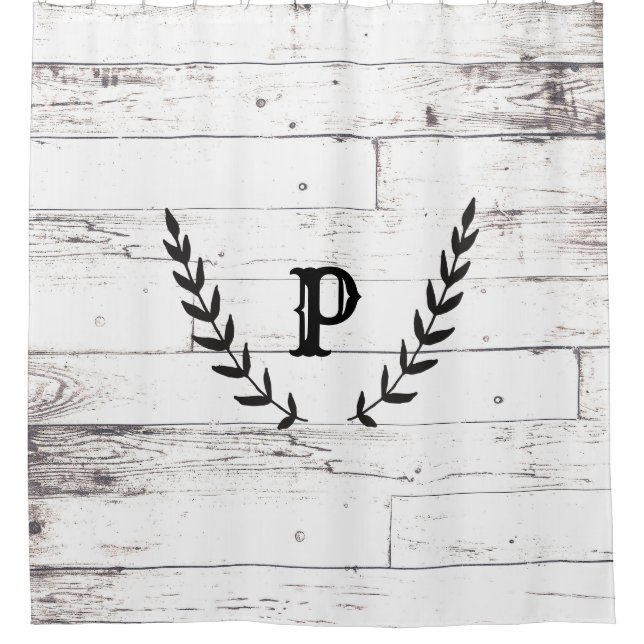 Rideaux De Douche Bois blanc rustique Shabby Chic Laurel Pays (Devant)