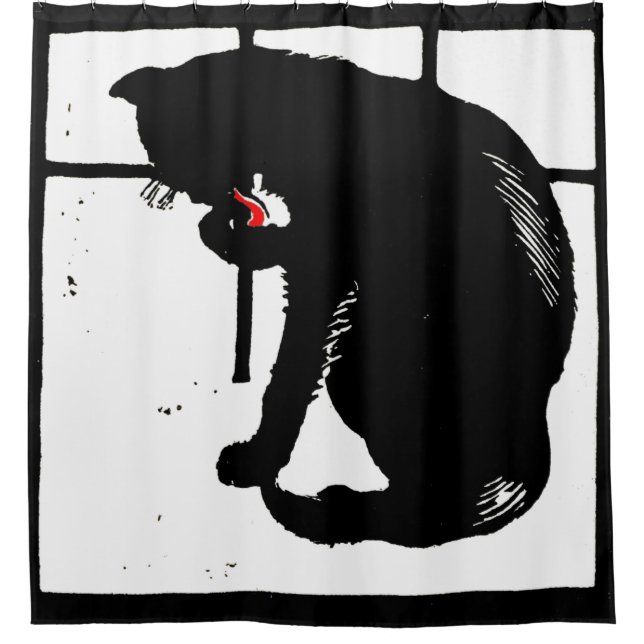 Rideaux De Douche Bois de la ferme victorienne Animal Chat noir (Devant)