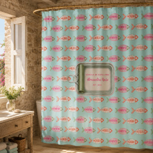 Rideaux De Douche Boîte de poisson d'été côtier nom personnalisé