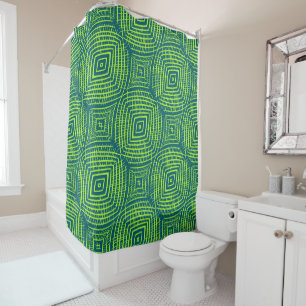 Rideaux De Douche Boîtes Abstraites, lignes concentriques, chaux et
