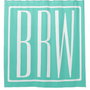 Rideaux De Douche Bold Modern   White on aqua