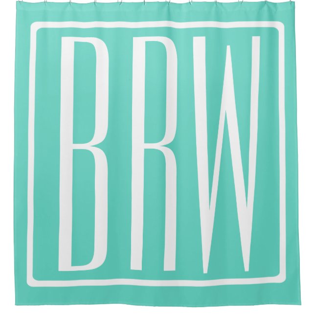Rideaux De Douche Bold Modern | White on aqua (Devant)