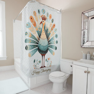 Rideaux De Douche Bon thanksgiving Colorée Turquie Golden Stars