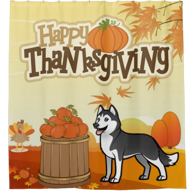 Rideaux De Douche Bon thanksgiving Sibérien Husky (Devant)
