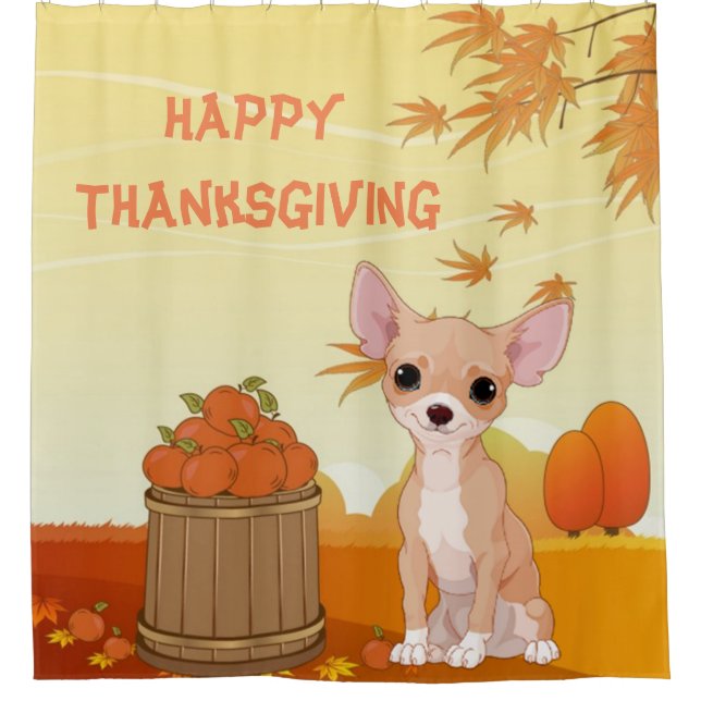 Rideaux De Douche Bon thanksgiving Tan Chihuahua (Devant)