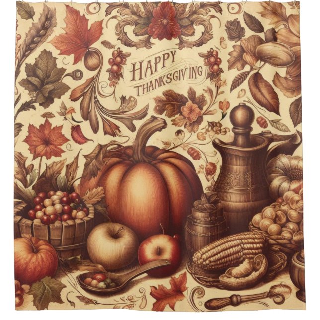 Rideaux De Douche Bon thanksgiving vintage/classique (Devant)