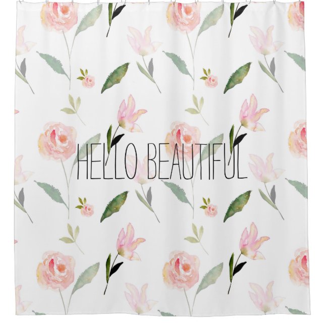 Rideaux De Douche Bonjour belle aquarelle Floral (Devant)