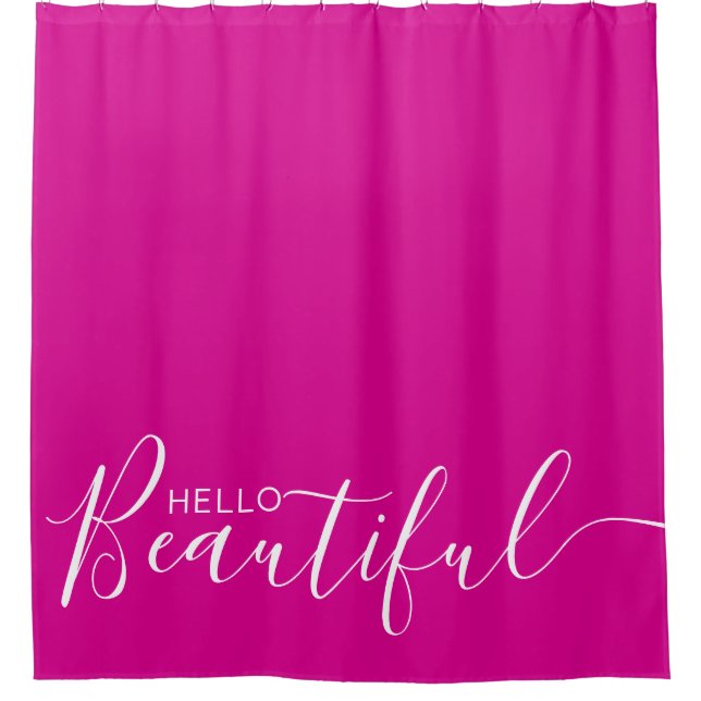 Rideaux De Douche Bonjour Belle Fille Blanche Rose Chaude  (Devant)