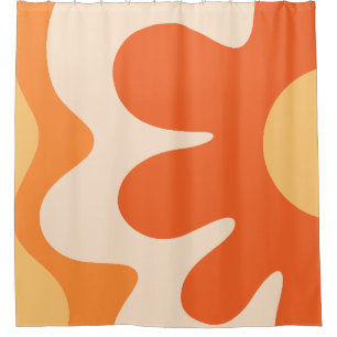 Rideaux De Douche Bonne Fleur Retro 60s les années 70 Vibe Orange