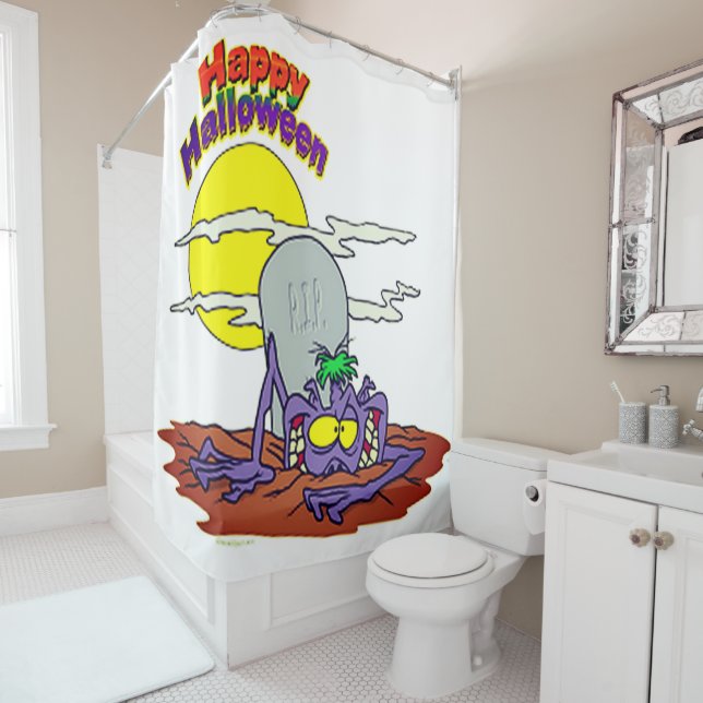 Rideaux De Douche Bonne Halloween lever les morts (En situation)