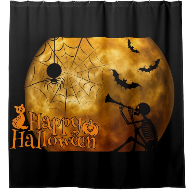 Rideaux De Douche Bonne Pleine lune d'Halloween (Devant)