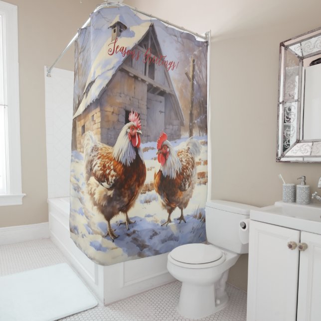 Rideaux De Douche Bonnes Fêtes Rustic Victorian Yard Noël (En situation)