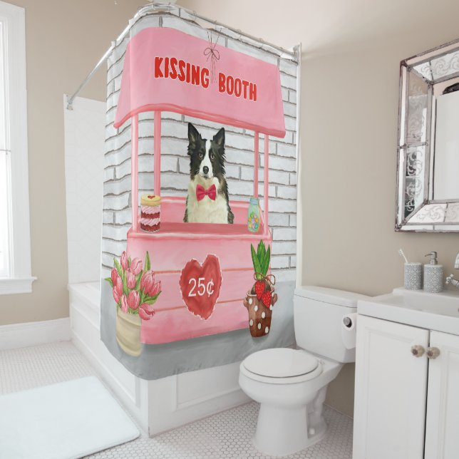 Rideaux De Douche Bordure Collie Chien Saint Valentin Baiser Booth (En situation)