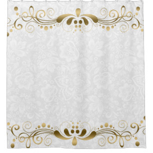 Rideaux De Douche Bordure de dentelle dorée