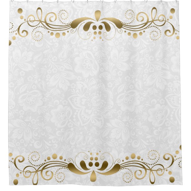 Rideaux De Douche Bordure de dentelle dorée (Devant)