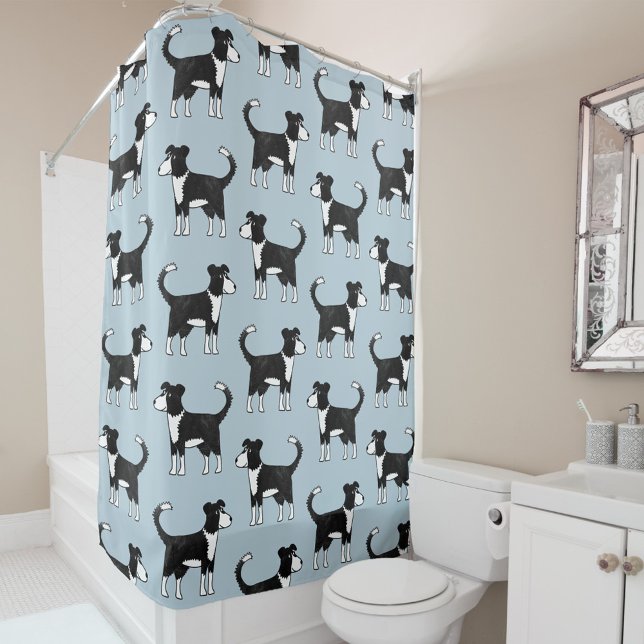 Rideaux De Douche Bordure galloise Collie mouton Chien bleu (Créateur téléchargé)