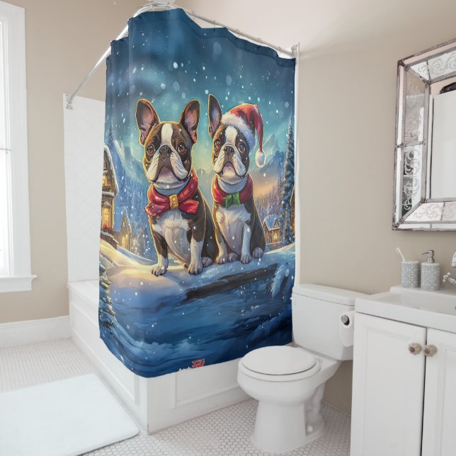 Rideaux De Douche Boston Terriers Conception de vacances par Rich AM (En situation)