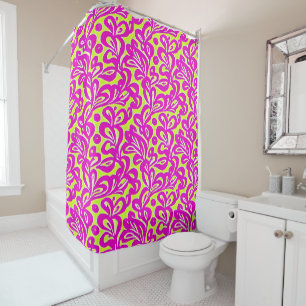 Rideaux De Douche Botanique rose et jaune vif