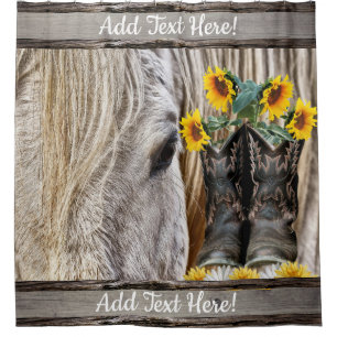 Rideaux De Douche Botte de cowboy de cheval Fleurs de soleil marguer
