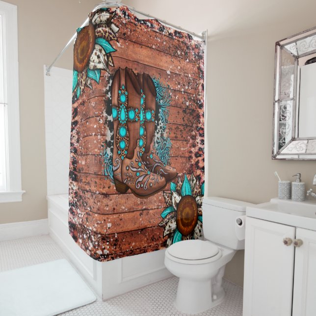 Rideaux De Douche Botte de cowboy de l'Ouest du pays (En situation)
