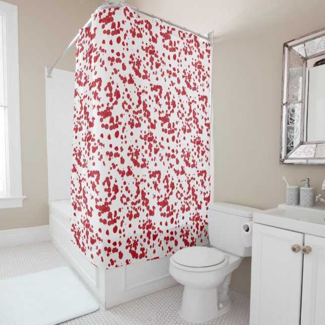 Rideaux De Douche Bouffées de peinture rouge. (En situation)